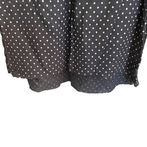 Tezro Millennio Italy 100% Linen Tunic Style Top Size S Blue & White Polkadot - Picture 8 of 8